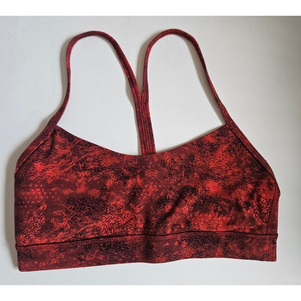 lululemon flow y nulu sports bra red black size 6